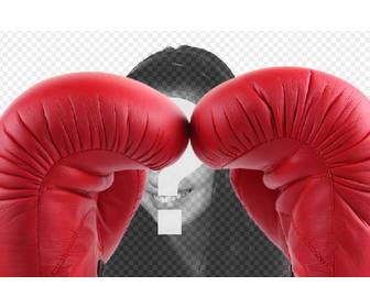 fotomontaje unos guantes boxeo rojos poner foto fondo fueras boxeador