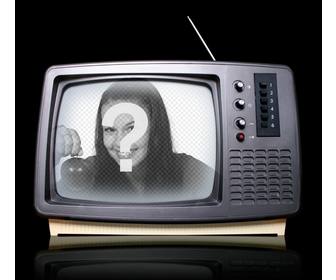 fotomontaje television retro colocar imagen aparecieses un programa tv