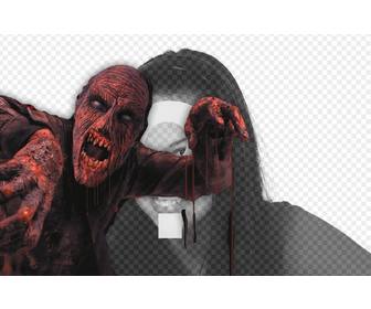 fotomontaje poner un zombie rojo sangriento foto agregar texto online