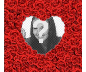 marco fotos forma corazon lleno rosas rojas fotos romanticas amor
