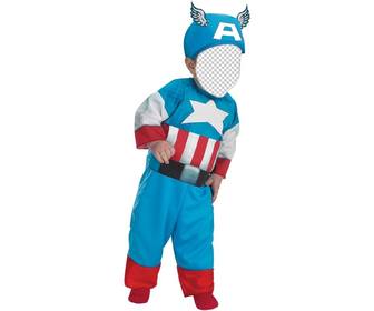fotomontaje infantil un nino disfrazado capitan america