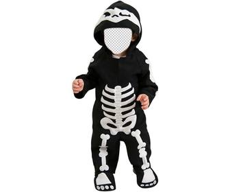 fotomontaje infantil un nino disfrazado esqueleto