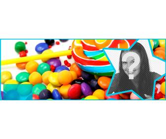 personaliza portada perfil facebook caramelos piruletas foto estrella