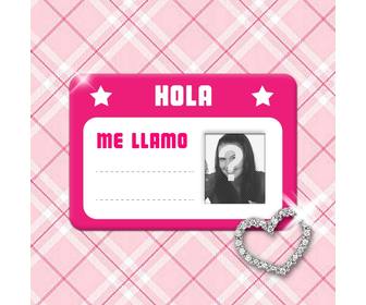 fotomontaje tarjeta rosa poner foto nombre un corazon diamantes tela escocesa rosa