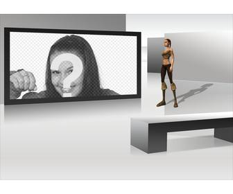 marco fotos television futurista mujer 3d observando