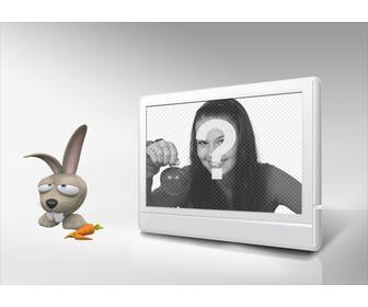 marco fotos television conejo personalizalo foto
