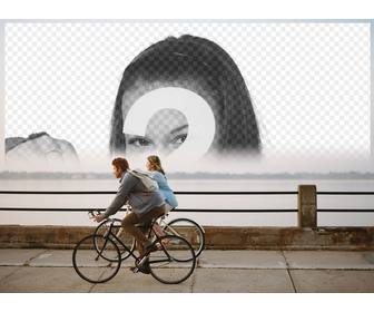 fotomontaje un paseo bicicleta colocar foto horizonte