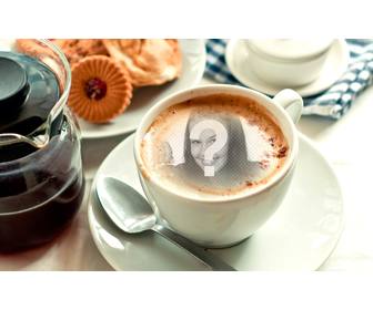 fotomontaje poner fotografia espuma taza cafe