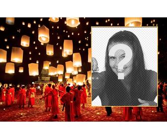collage tradicional chino festival lamparillas papel