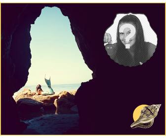 collage sirena concha marina cueva misteriosa