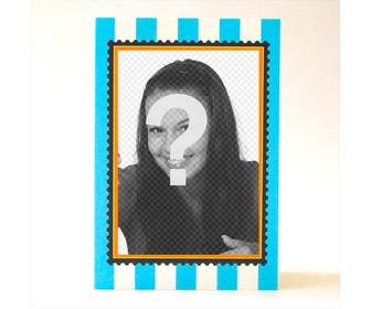 tarjeta postal rayas azules espacio escribir marco foto