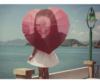 paraguas forma corazon foto un fondo romantico