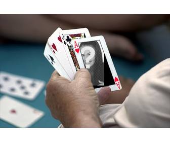 Fotomontaje para poner tu foto en un AS de corazones de una partida de poker.