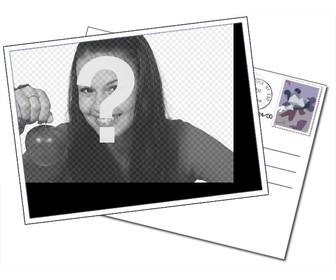 tarjeta editable foto marco simple imagen eleccion aparece marco postal sello matasello un blanco fondo