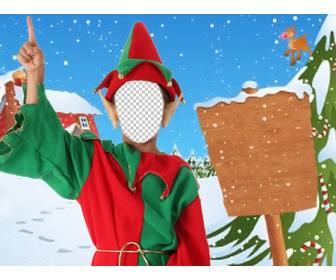 fotomontaje elfo cartel enviar tarjeta navidad