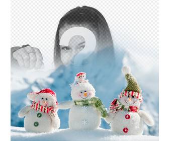 fotomontaje poner foto imagen tres munecos nieve