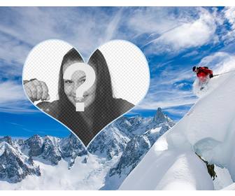 marco fotos un esquiador poner foto un corazon