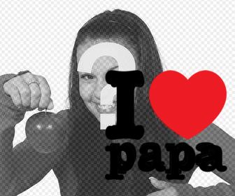sticker online poner fotos i love papa un corazon