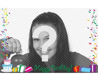 marco fotos texto happy birthday adornos globos regalos cumpleanos