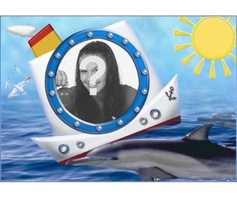 marco fotos barco delfin mar poner fotos vacaciones