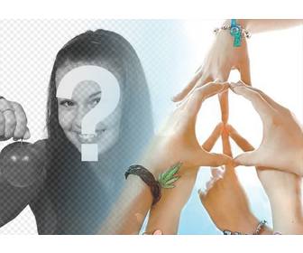fotomontaje manos haciendo simbolo paz