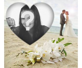 editable marco amor novios playa foto