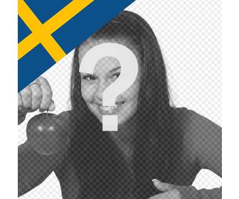 fotomontaje poner bandera suecia esquina foto