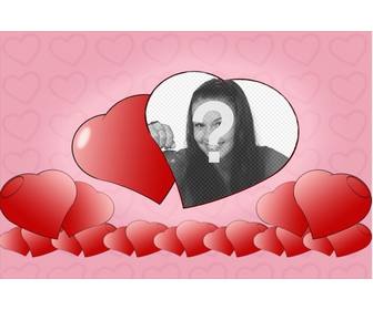 postal  amor tarjeta personalizar foto corazones rojos