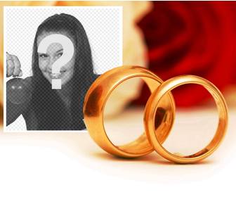 romantico efecto compromiso anillos oro anadir foto