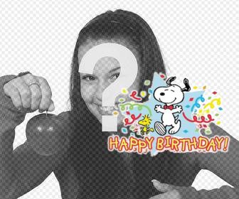 sticker snoopy texto happy birthday celebrar fotos