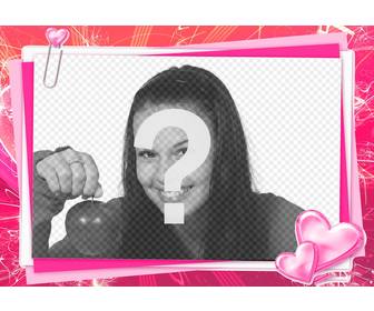 marco rosa editar foto tarjeta amor corazones