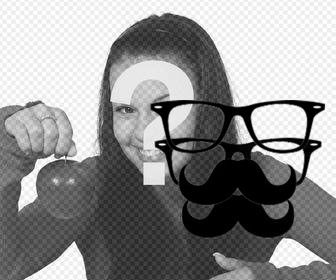 hipster efecto gafas cuadradas bigotes fotos
