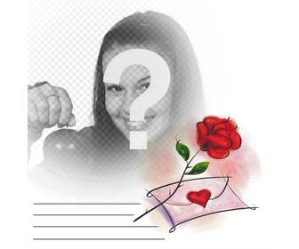 foto efecto rosa roja carta amor puedes editar