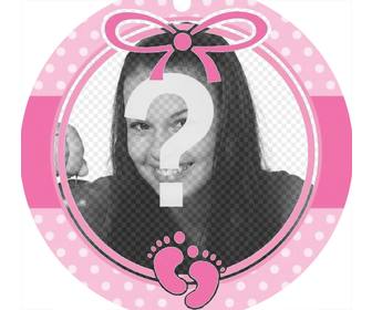 marco circular color rosa decorar foto nina bebe