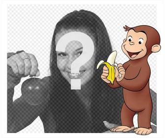 marco foto personaje jorge curioso merendando banana