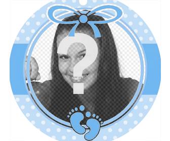 marco circular azul perfecto anadir foto un bebe