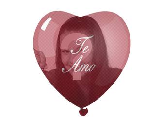 fotografia transparencia un globo forma corazon rojo un *te amo* marco ideal san valentin