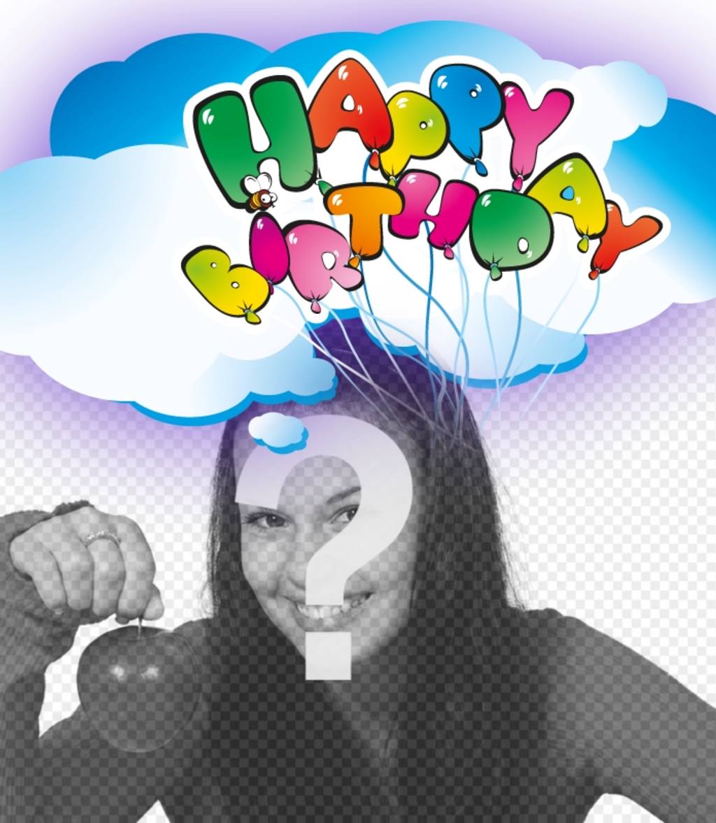 Postal de felicitación de cumpleaños de Happy birthday con globos. ..