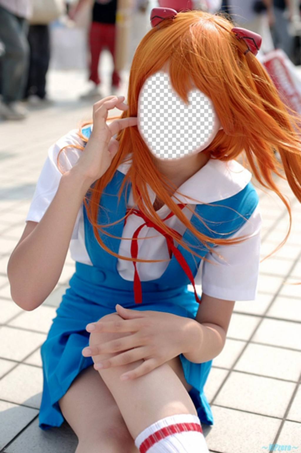 Fotomontaje de una chica cosplay vestida como los dibujos manga ..