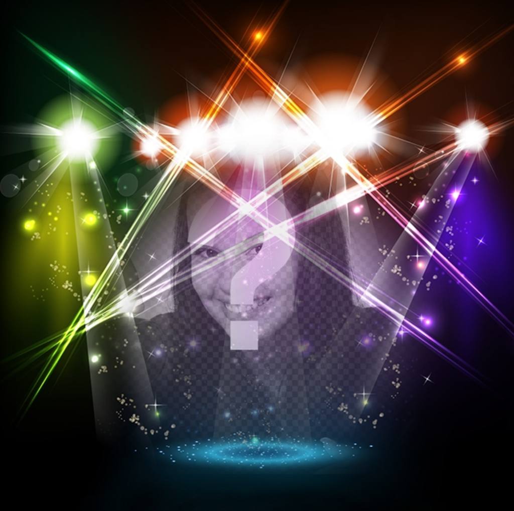 Fotomontaje de escenario músical con luces de colores con tu foto ..