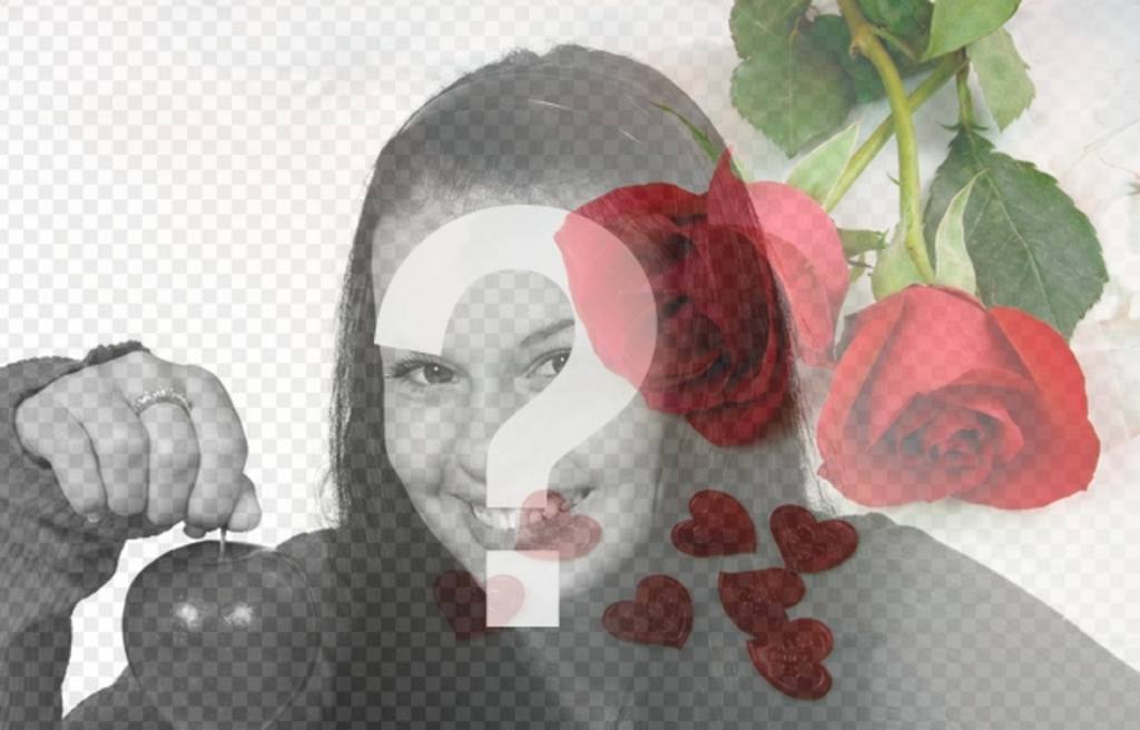 Fotomontaje de amor con rosas rojas y corazones para superponer sobre tus fotografías en..