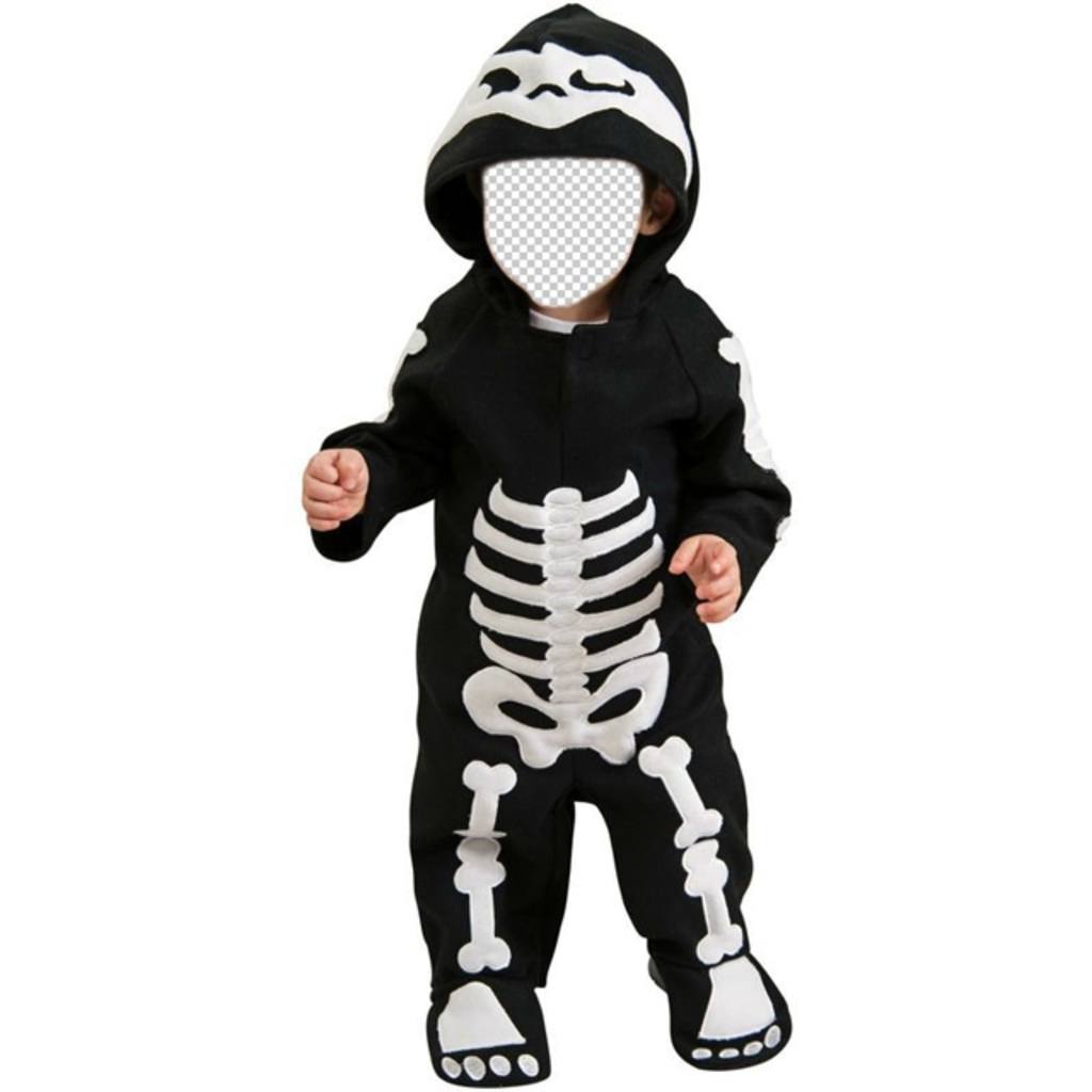 Fotomontaje infantil de un niño disfrazado de esqueleto ..