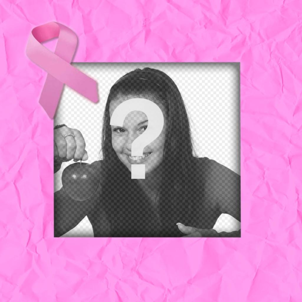 Apoya la lucha contra el cáncer con este marco para fotos digital rosa con un lazo rosado en el borde y enmarca tus fotografías..