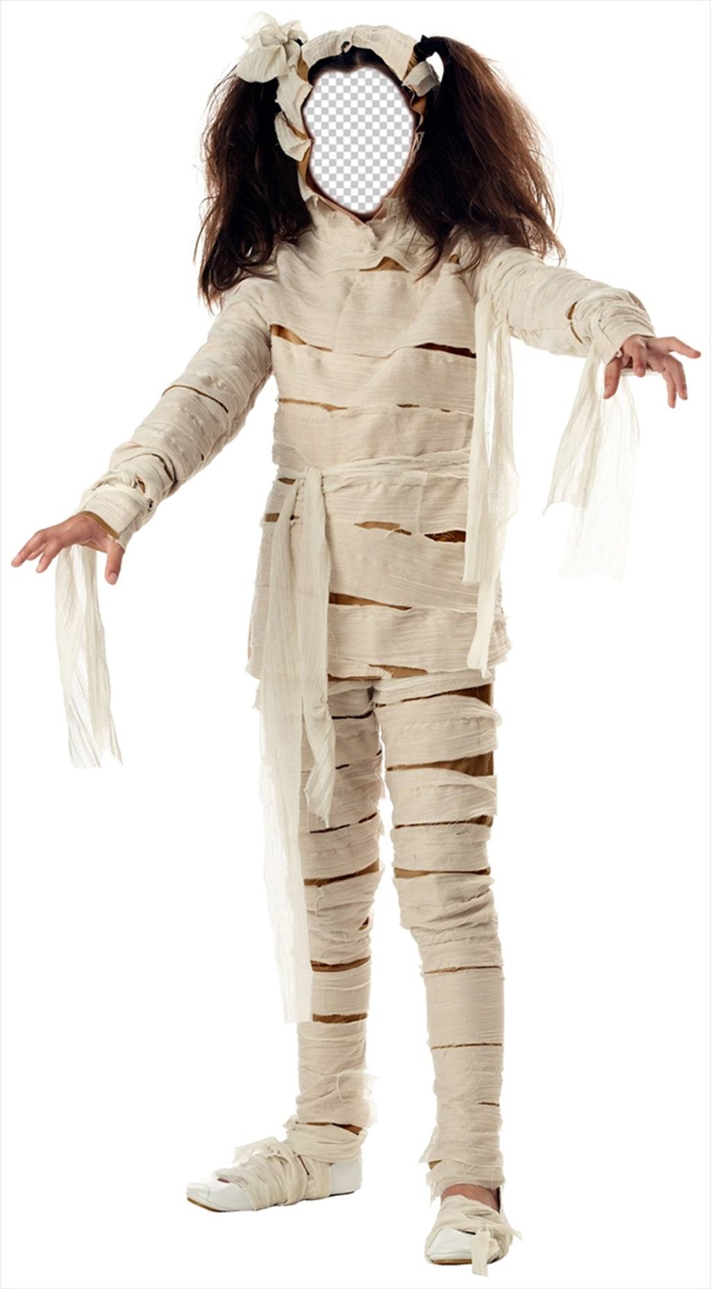 Fotomontaje de una niña disfrazada de momia para halloween que puedes editar ..