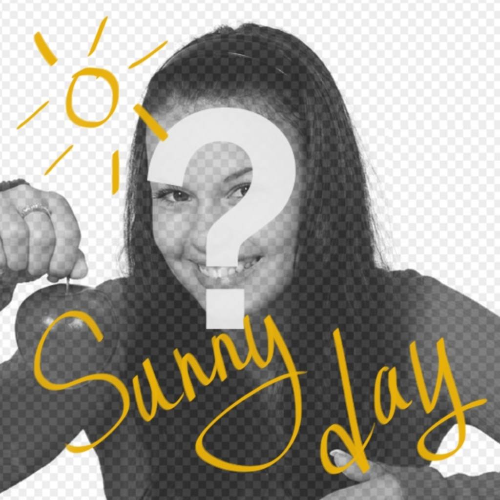 Collage cuadrado con un sol y un texto amarillo que dice *Sunny Day* para poner sobre tus..