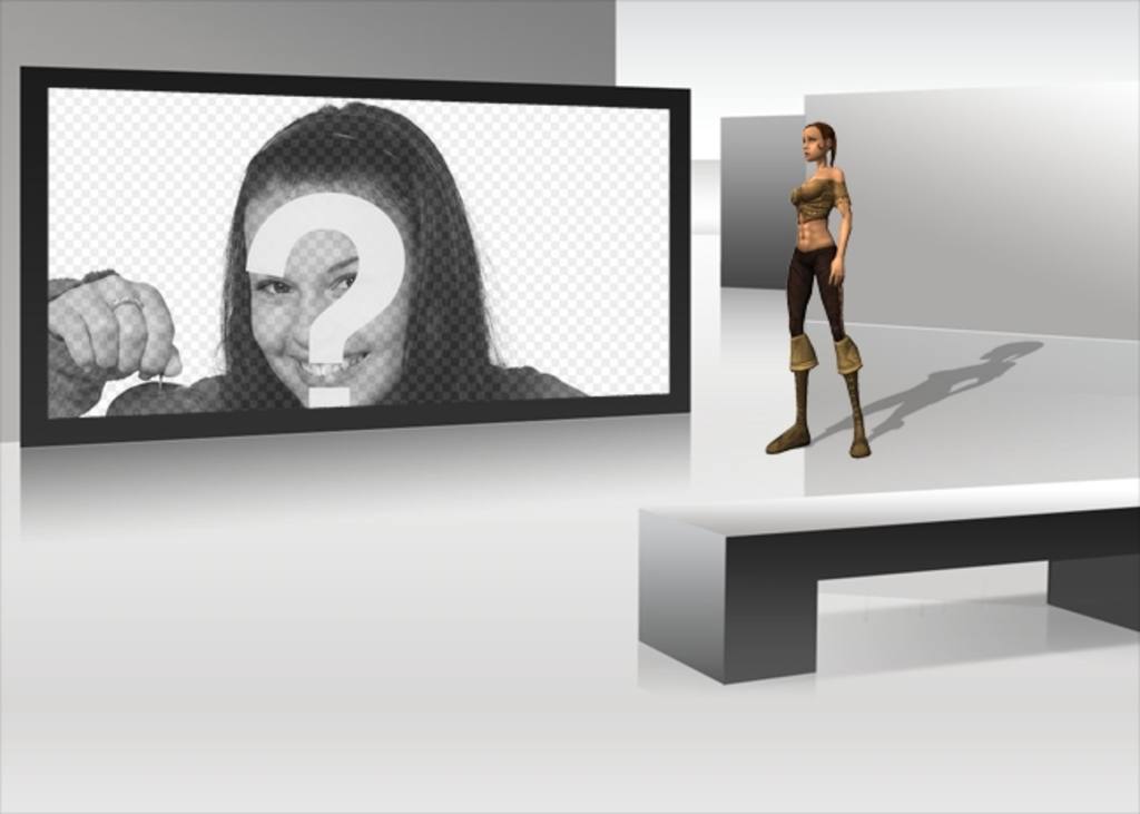 marco de fotos televisión futurista con mujer en 3D..