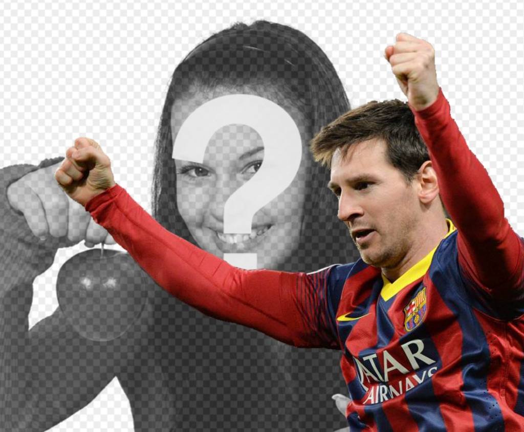 Fotomontaje con Messi del Barça para poner tu foto. ..