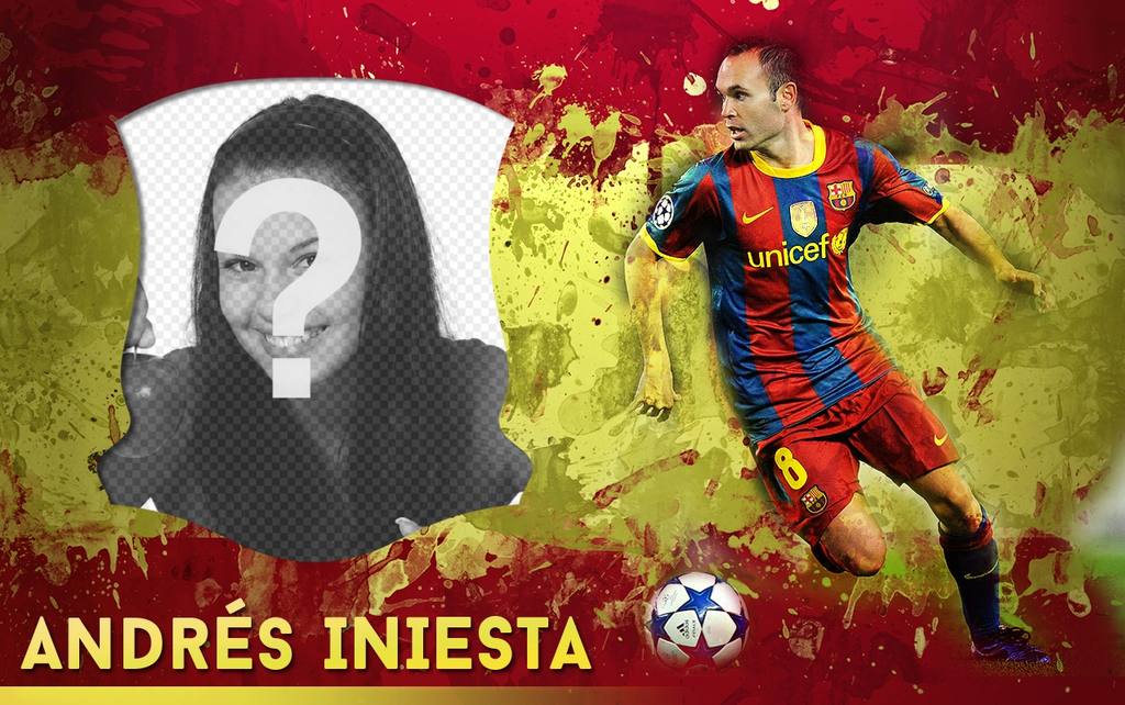 Montaje fotográfico con Andrés Iniesta, centrocampista español. ..