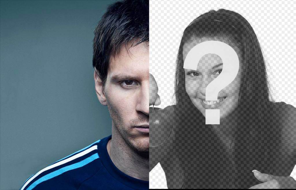 Fotomontaje para posar con Messi mirando a cámara intensamente. ..