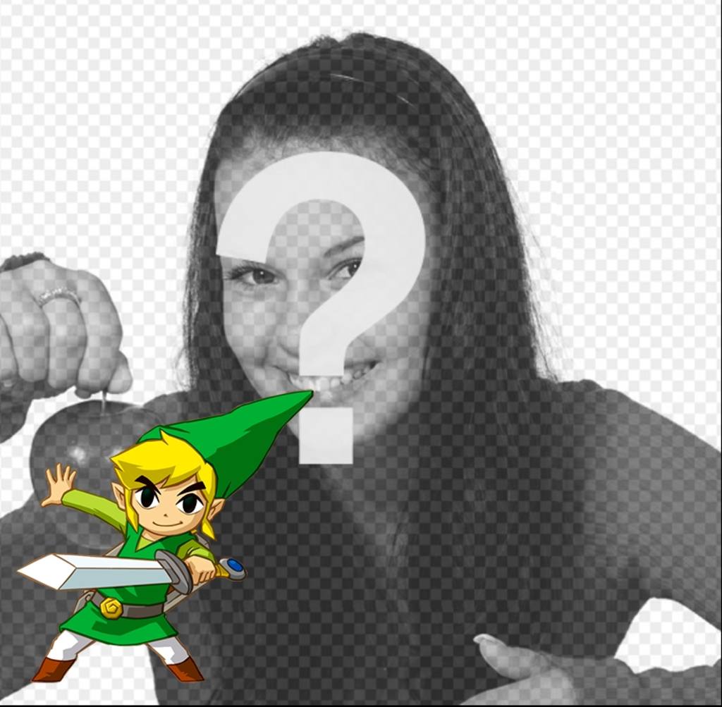 Marco con un Link de la Saga de Zelda empuñando una espada. ..